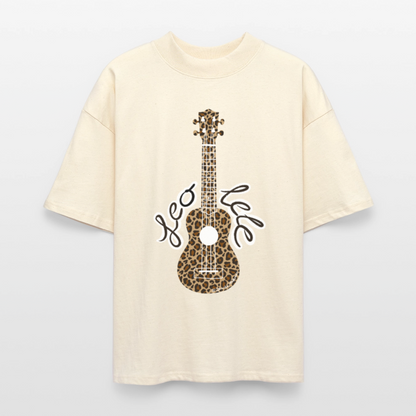 Ukulele Damen T-Shirt - "Leo-lele" - CURVY VIBES - Weißgrau