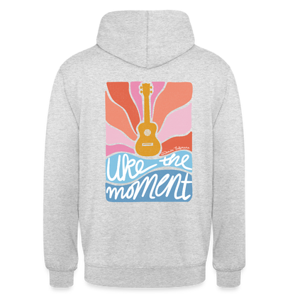 Ukulele Unisex Hoodie - "Uke the moment" - Hellgrau meliert