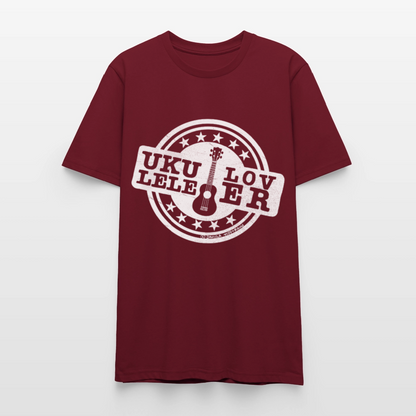 Unisex Ukulele-T-Shirt - "Let your music take flight" - Burgunderrot