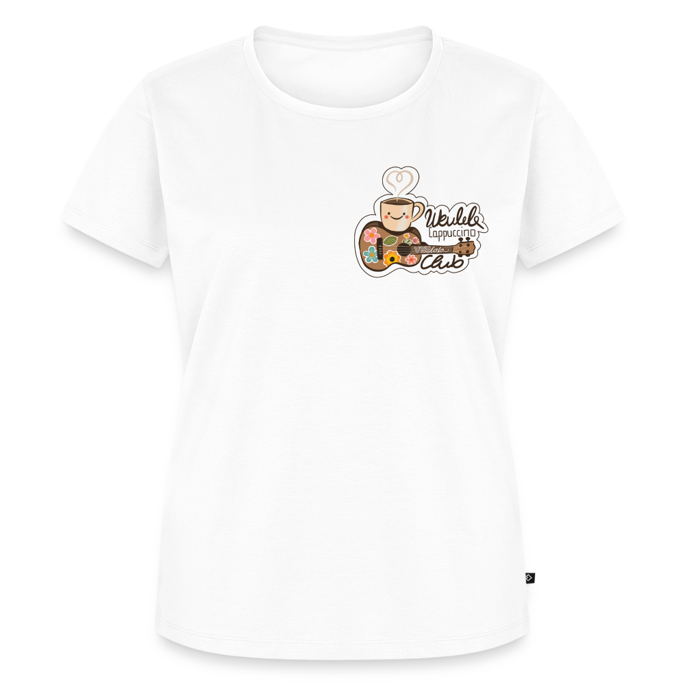 Damen Premium T-Shirt - „Ukulele Cappuccino Club" - Weiß
