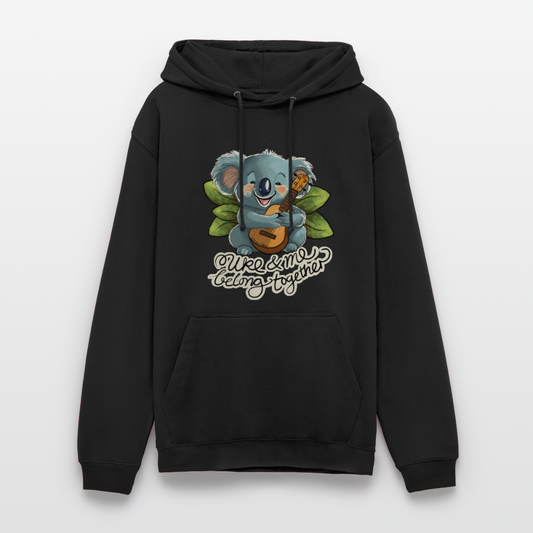 Ukulele Unisex Hoodie - "Uke & me belong together" - Schwarz