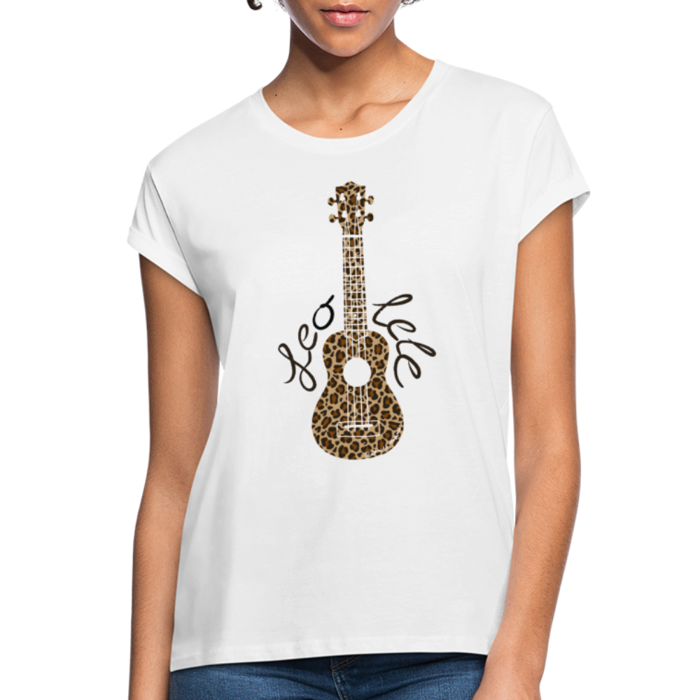 Ukulele Damen T-Shirt Oversize - "Leo-lele" - Weiß