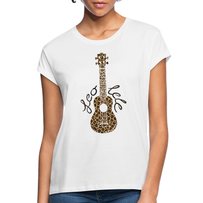 Ukulele Damen T-Shirt Oversize - "Leo-lele" - Weiß