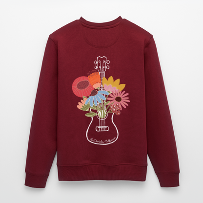 Ukulele-Sweatshirt - "Flower Power" - Burgunderrot