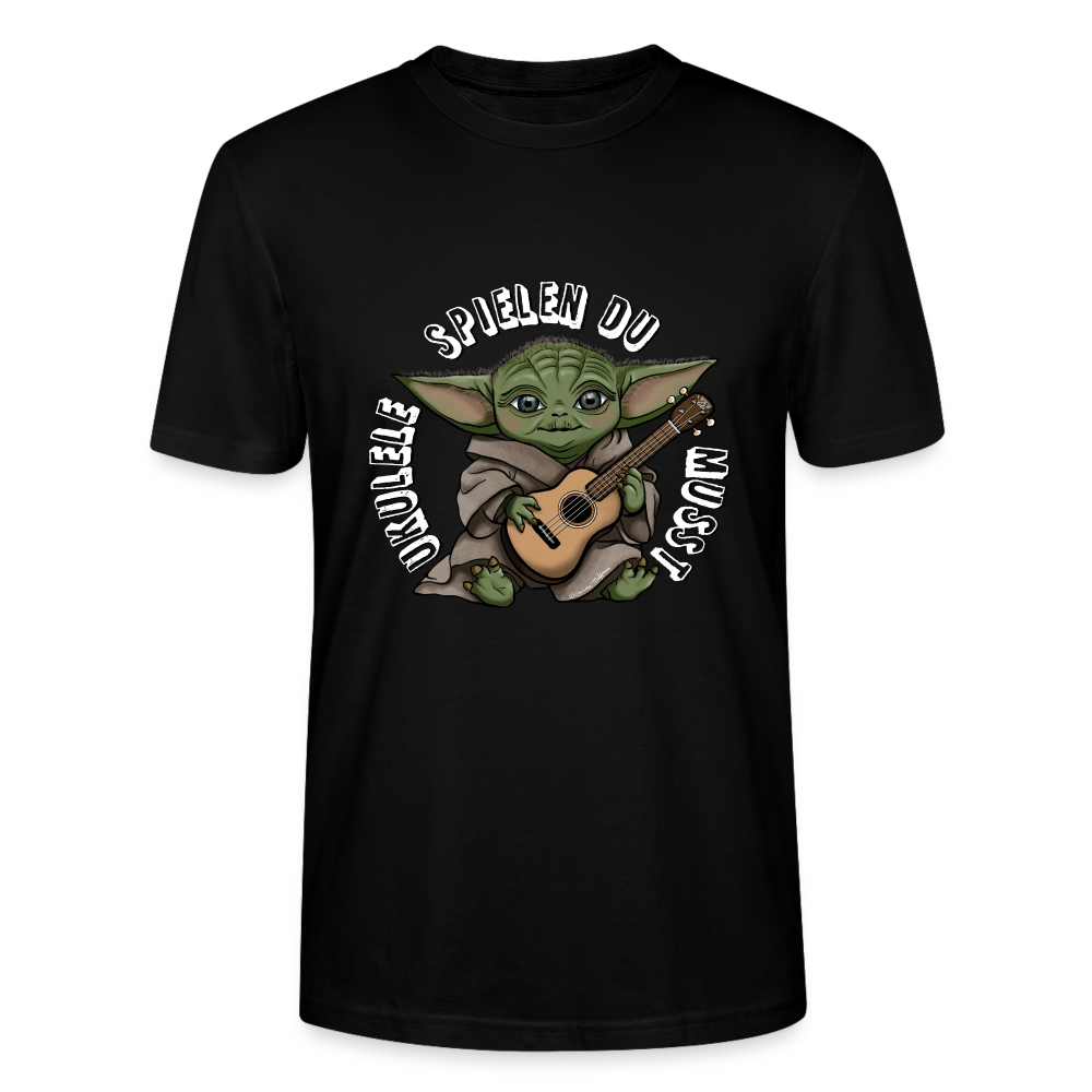 Ukulele T-Shirt Unisex - "Meister Yoda: Ukulele spielen du musst" - Schwarz