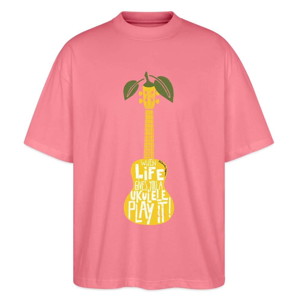 Ukulele Damen T-Shirt - "When life gives you a Ukulele - Play it!" - CURVY VIBES - Pink 