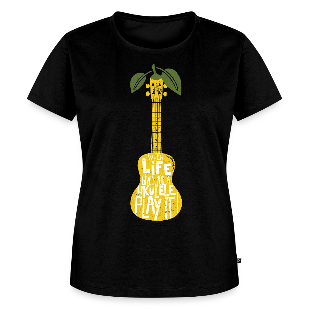 Damen Premium T-Shirt - "When life gives you a Ukulele - Play it!" - Schwarz