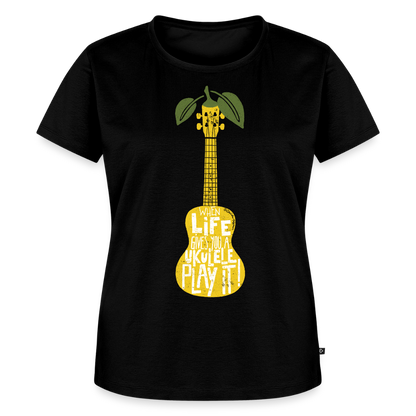 Damen Premium T-Shirt - "When life gives you a Ukulele - Play it!" - Schwarz