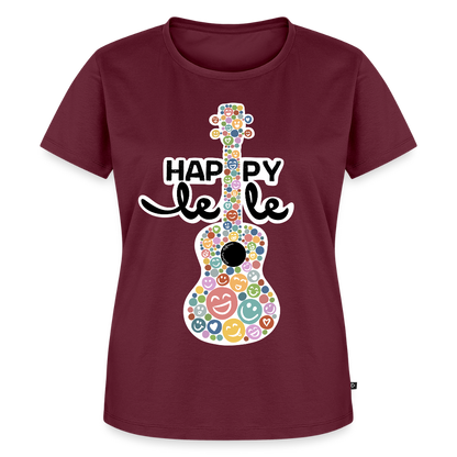 Damen Premium T-Shirt - "HAPPY-lele" - Burgunderrot