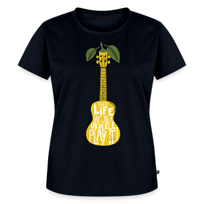 Damen Premium T-Shirt - "When life gives you a Ukulele - Play it!" - Navy