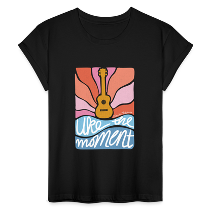 Ukulele Damen T-Shirt - "Uke the moment" - Schwarz