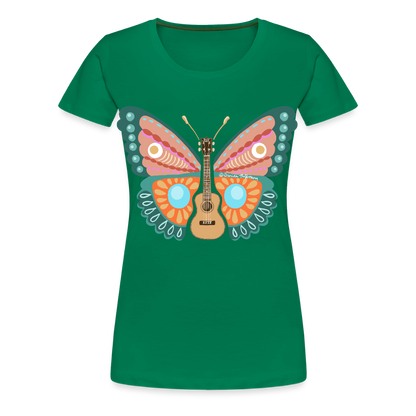 Damen Premium T-Shirt - "Ukulele Schmetterling" - Kelly Green