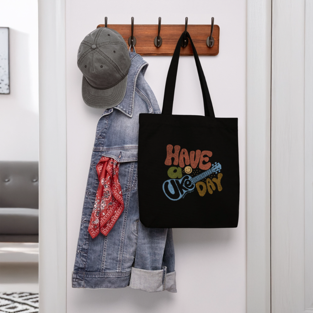 Baumwoll-Stoffbeutel mit "Have a Uke Day"-Design - Schwarz