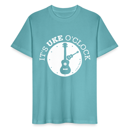 Unisex Ukulele-T-Shirt - "It's UKE o'clock" - Pastelltürkis