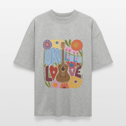 Ukulele Damen T-Shirt - "Ukulele Love" - CURVY VIBES - Grau meliert