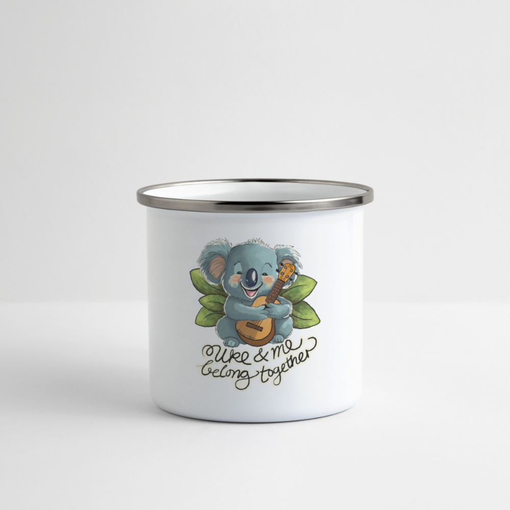 Emaille-Tasse "Uke & me belong together" - Weiß