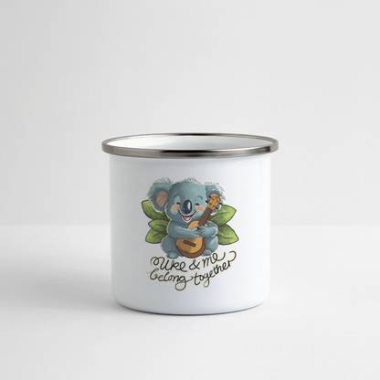 Emaille-Tasse "Uke & me belong together" - Weiß