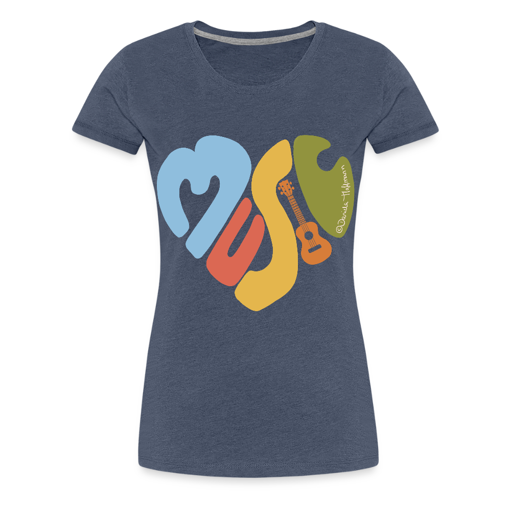 Damen Premium T-Shirt - "Music Love" - Blau meliert