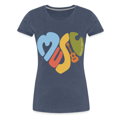 Damen Premium T-Shirt - "Music Love" - Blau meliert