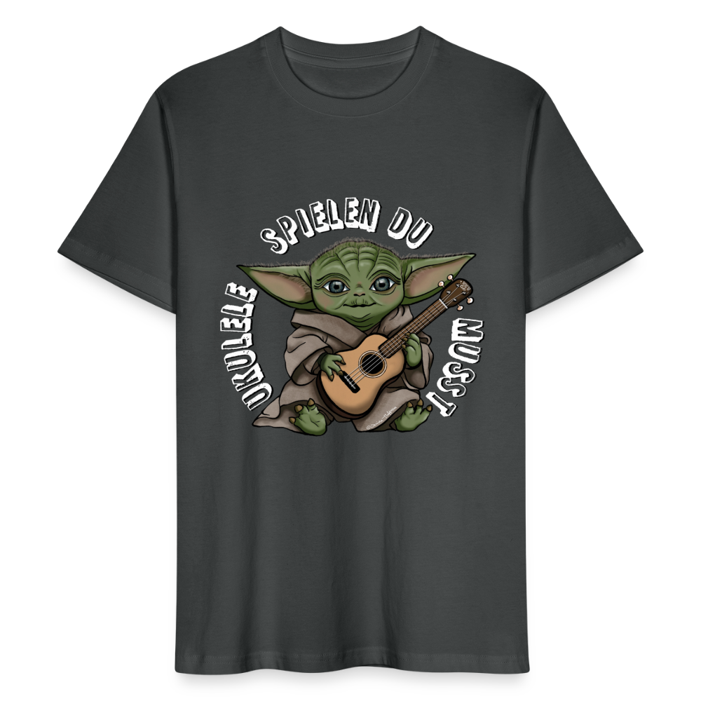 Ukulele T-Shirt Unisex - "Meister Yoda: Ukulele spielen du musst" - Anthrazit