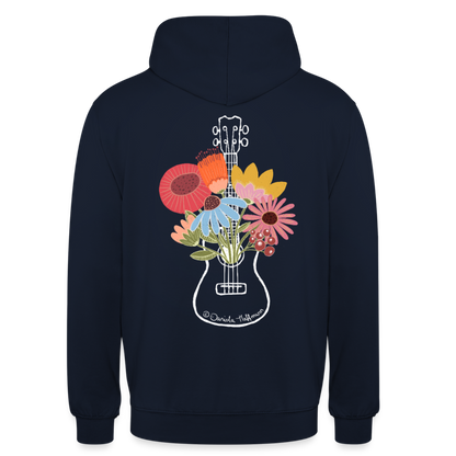 Ukulele Unisex Hoodie - "Flower Power" - Navy