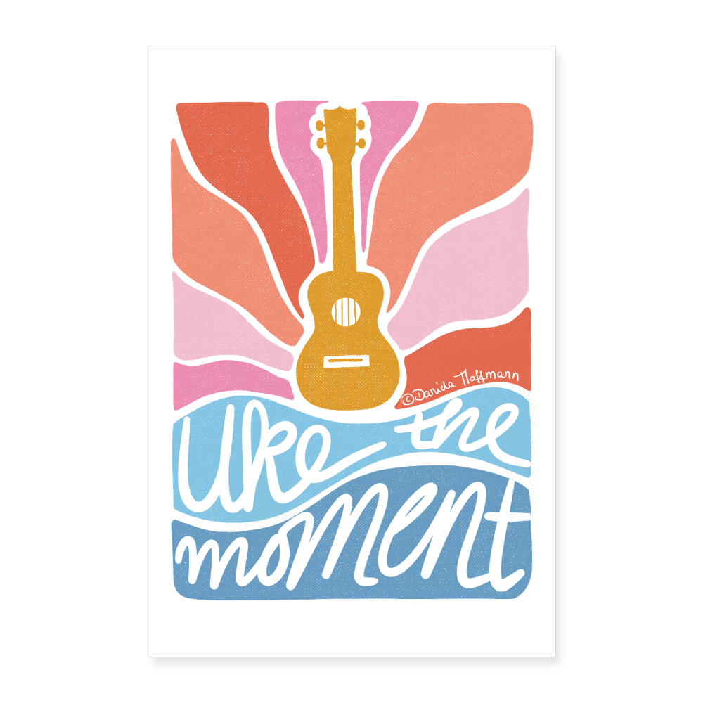 Ukulele-Poster 40x60 cm - "Uke the moment" - Weiß