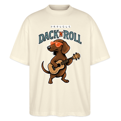 Ukulele Damen T-Shirt - „Dack’n’Roll“ - CURVY VIBES - Weißgrau