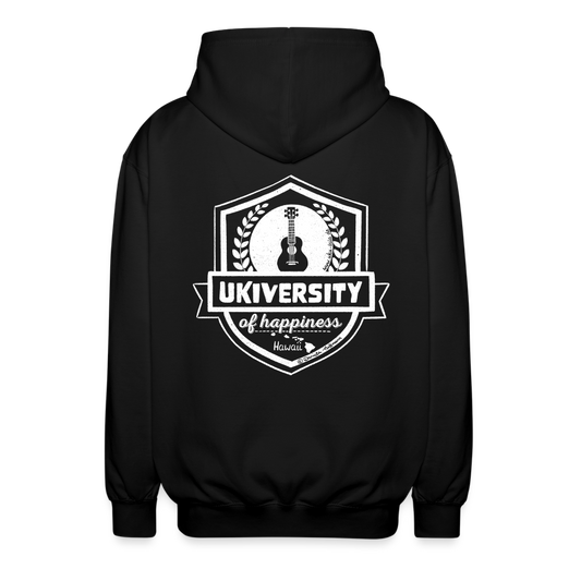 Unisex Kapuzenjacke "Ukiversity of happiness" - Schwarz