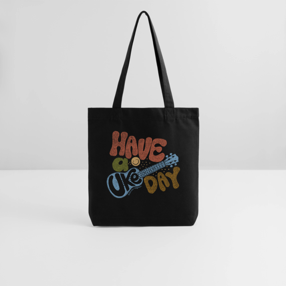 Baumwoll-Stoffbeutel mit "Have a Uke Day"-Design - Schwarz