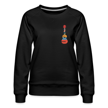 Ukulele-Sweatshirt - Motiv "Modern Flowers" - handgezeichnetes Design - Schwarz