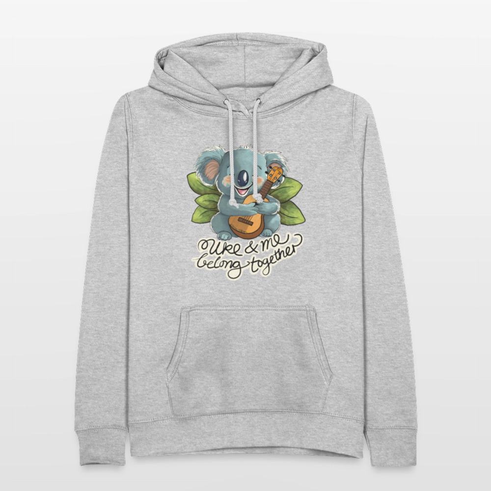 Frauen Hoodie - "Uke and me belong together" - Hellgrau meliert