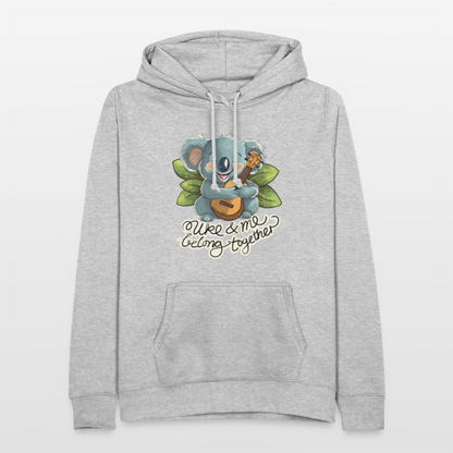 Frauen Hoodie - "Uke and me belong together" - Hellgrau meliert