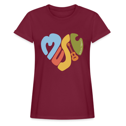 Ukulele Damen T-Shirt - "Music love" - Bordeaux