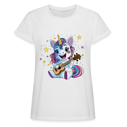 Ukulele Damen T-Shirt - "Ukulele-Einhorn" - Weiß