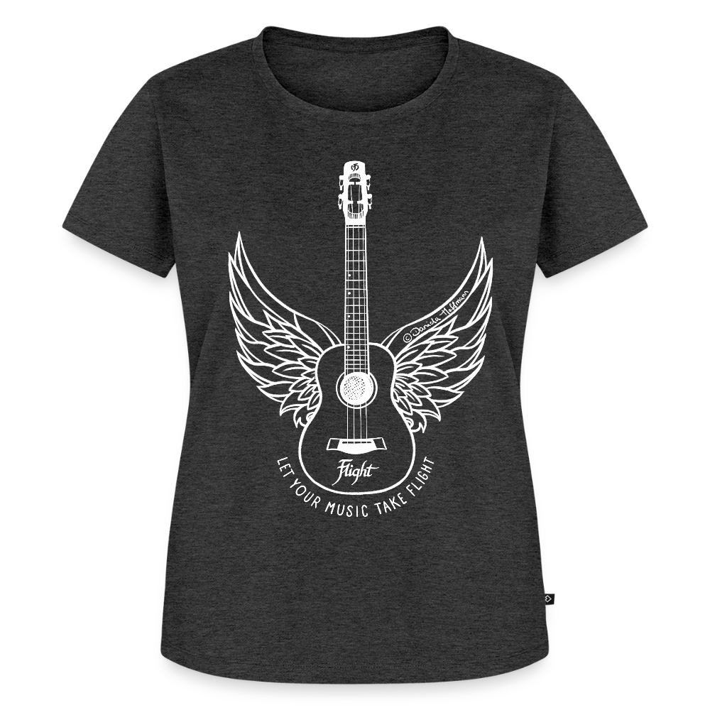Damen Premium T-Shirt - "Let your music take flight" - Anthrazit meliert