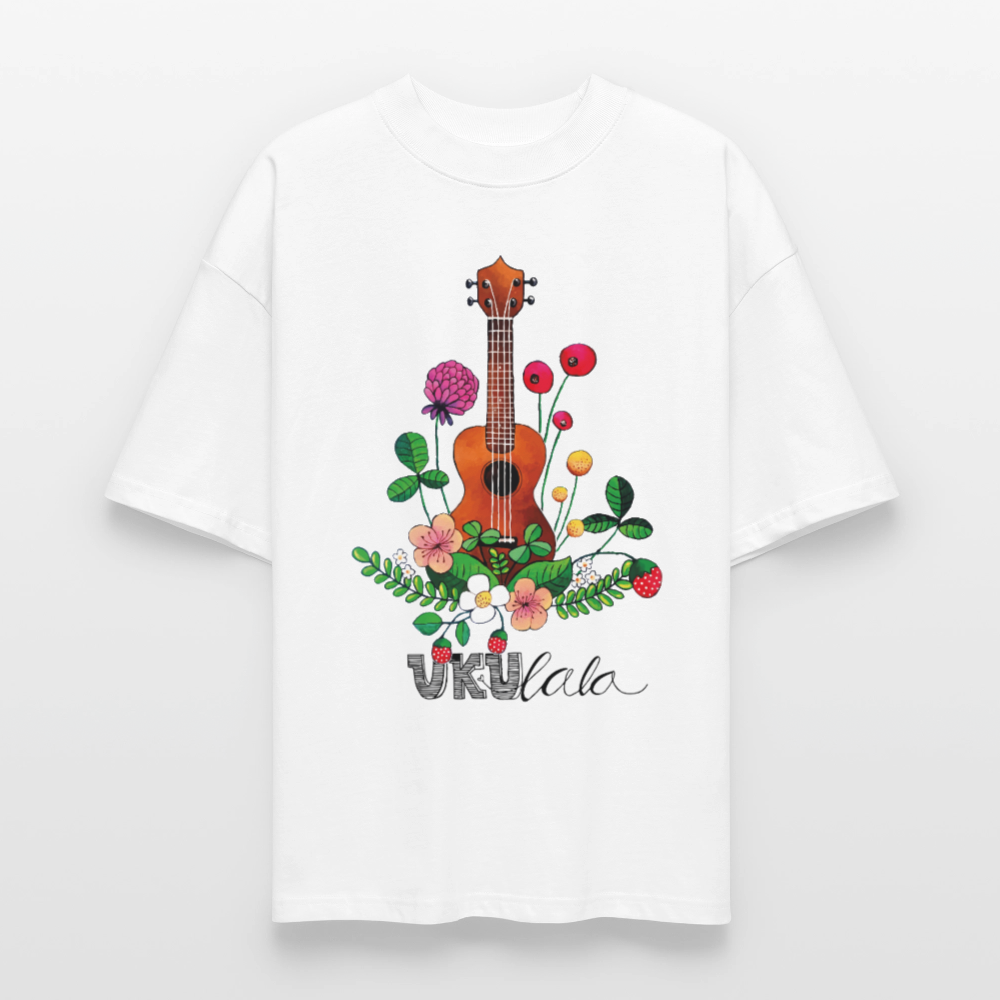 Ukulele Damen T-Shirt - "UKUlala" - CURVY VIBES - Weiß