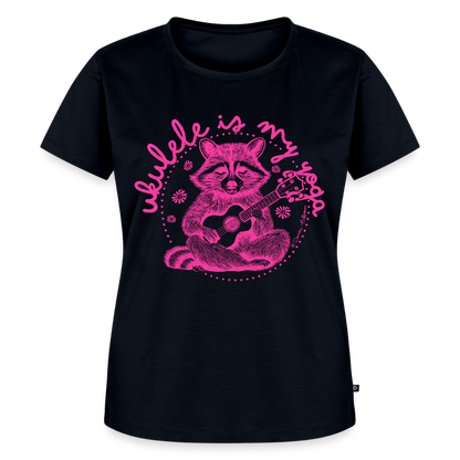 Damen Premium T-Shirt - "Ukulele is my yoga" - Navy