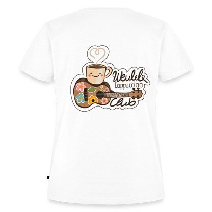 Damen Premium T-Shirt - „Ukulele Cappuccino Club" - Weiß
