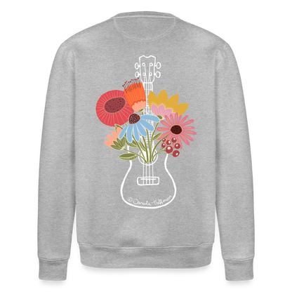 Ukulele-Sweatshirt - "Flower Power" - Grau meliert