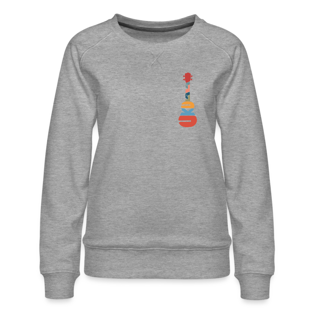 Ukulele-Sweatshirt - Motiv "Modern Flowers" - handgezeichnetes Design - Grau meliert