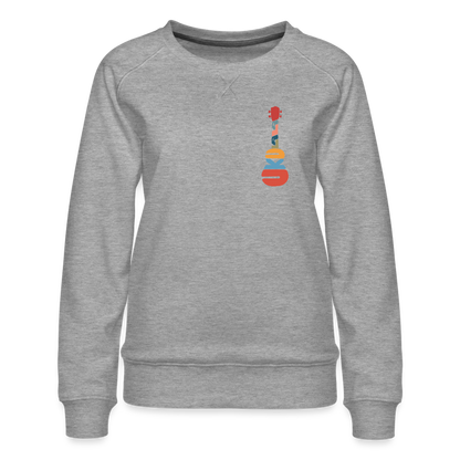 Ukulele-Sweatshirt - Motiv "Modern Flowers" - handgezeichnetes Design - Grau meliert