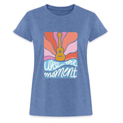 Ukulele Damen T-Shirt - "Uke the moment" - Denim meliert