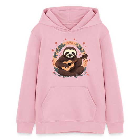 Teenager Bio-Hoodie "Ukulele Faultier" - Hellrosa