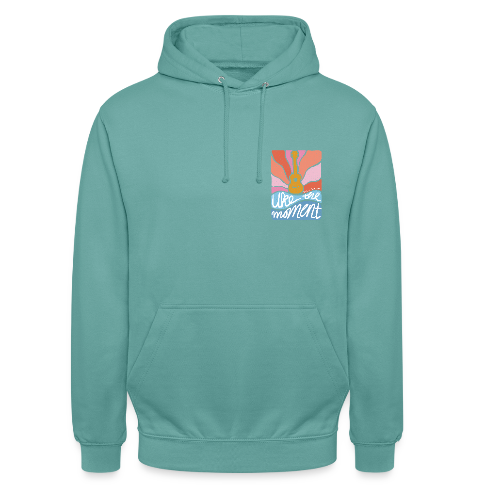 Ukulele Unisex Hoodie - "Uke the moment" - Pastelltürkis