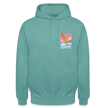 Ukulele Unisex Hoodie - "Uke the moment" - Pastelltürkis