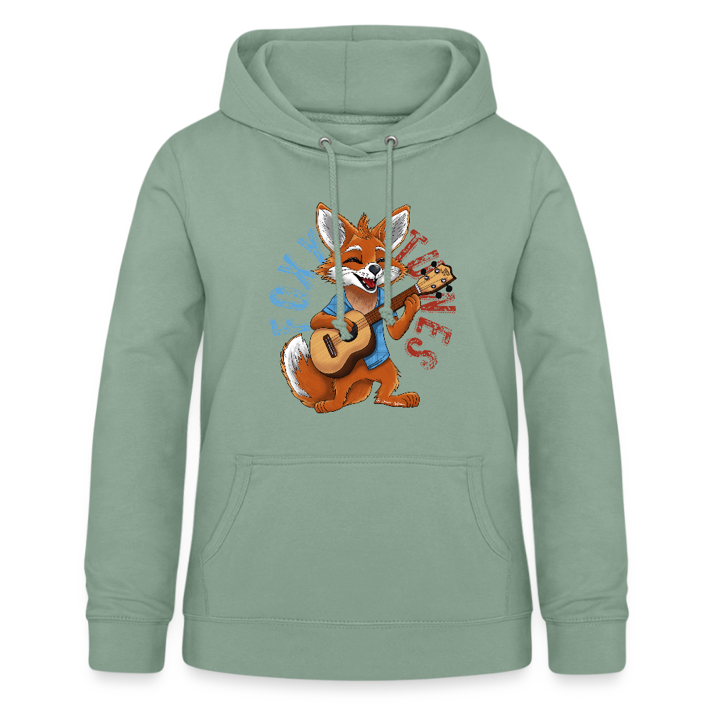 Frauen Hoodie - "Foxy Tunes" - Graugrün