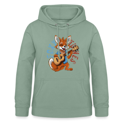 Frauen Hoodie - "Foxy Tunes" - Graugrün