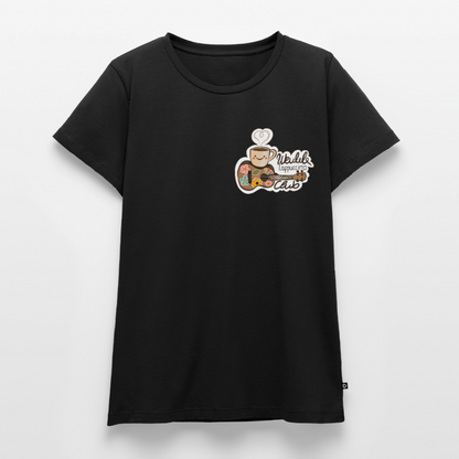 Damen Premium T-Shirt - „Ukulele Cappuccino Club" - Schwarz
