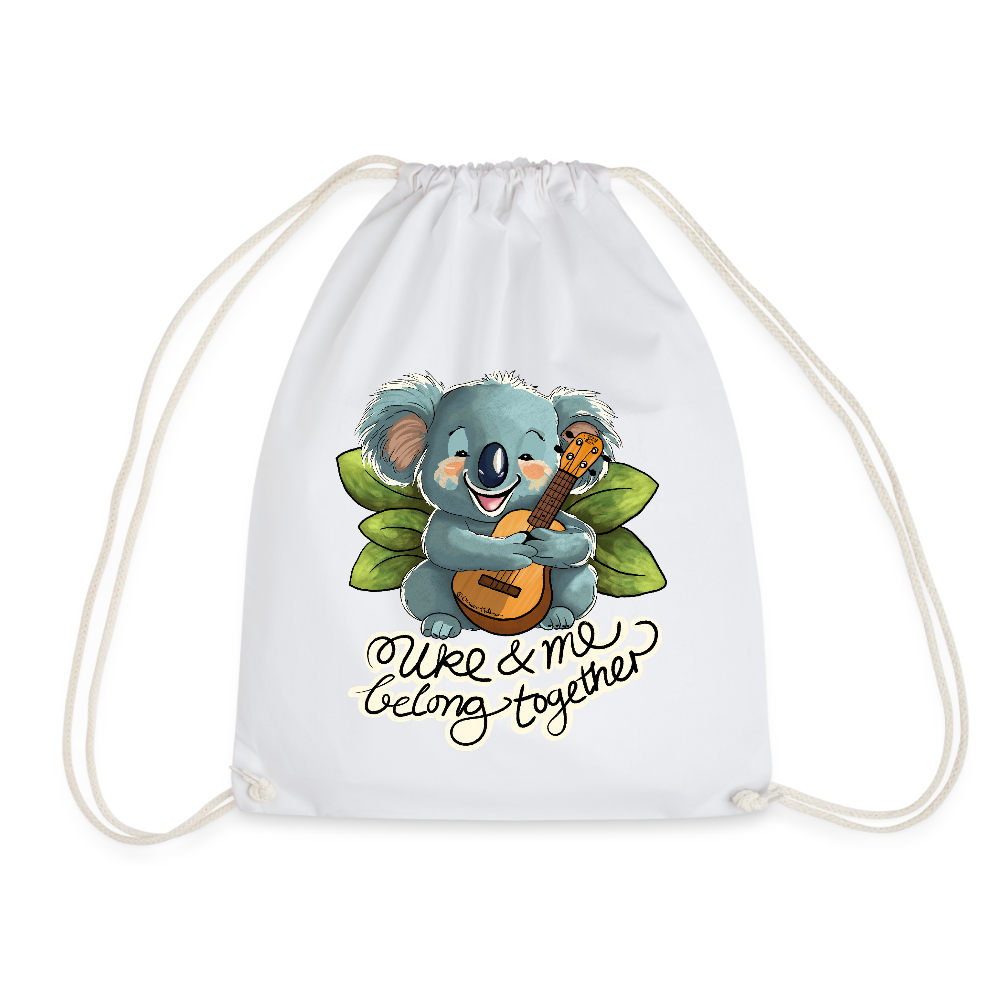 Ukulele Turnbeutel - "Uke and me belong together" - Weiß