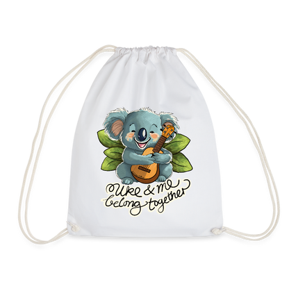 Ukulele Turnbeutel - "Uke and me belong together" - Weiß